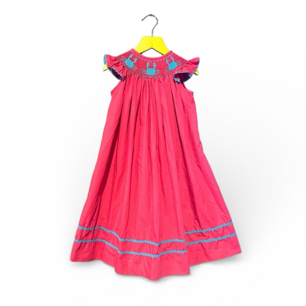 Stitched & Smocked Bishop Embroidered Crab Dress
